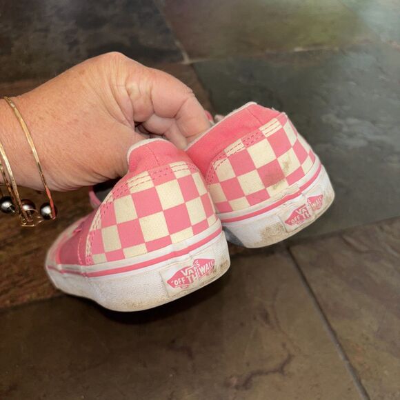 Vans Checkerboard Rose Pink White Women 11 Slip On Skateboarding Shoes Logo - Picture 5 of 10
